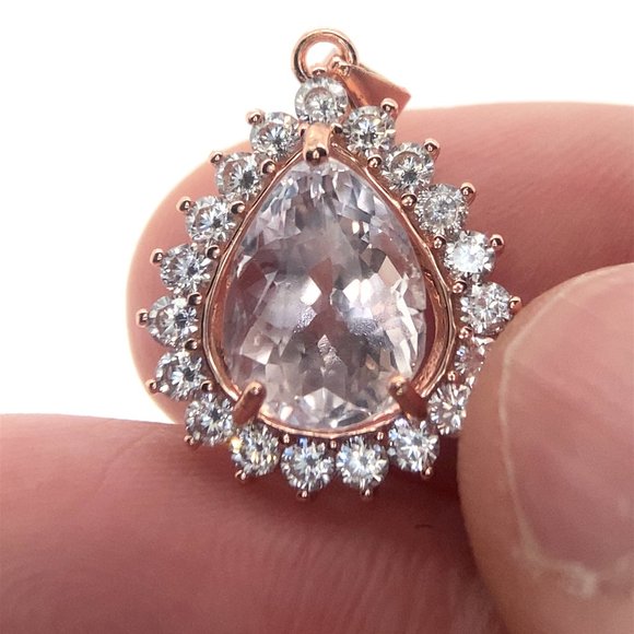 Kunzite 4.20ct Rose Gold Finish Solid 925 Sterling Silver Pendant